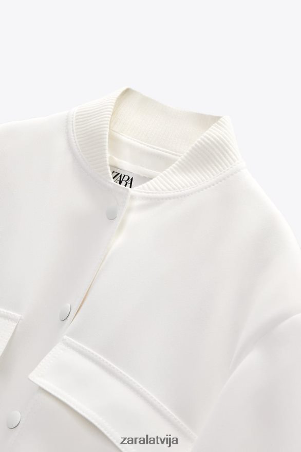 maxi kabatas bumbvedējs sievietes Zara ekru 6ZTV40127 apģērbs