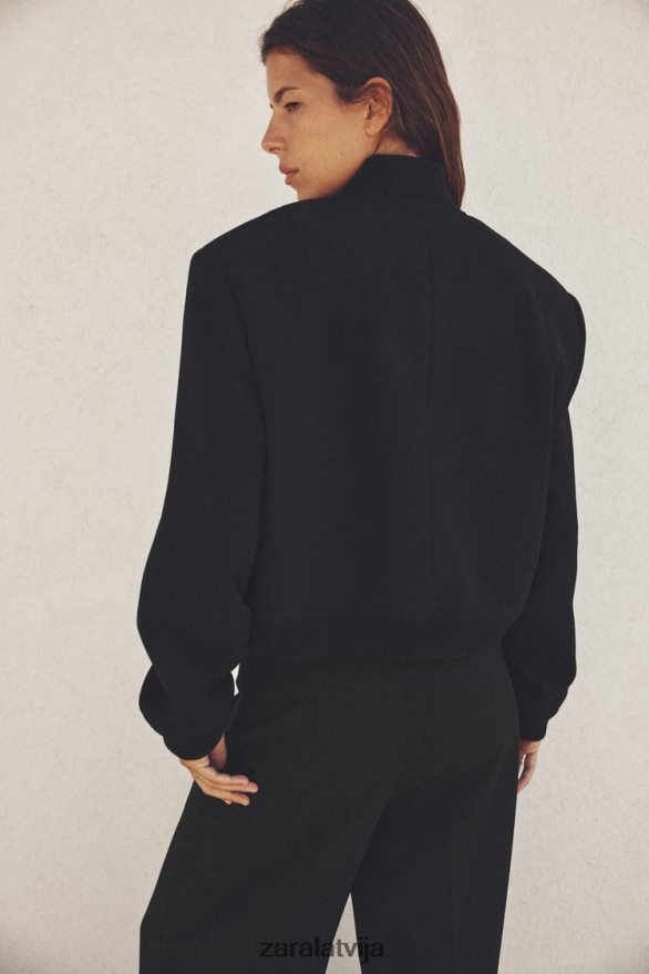 maxi kabatas bumbvedējs sievietes Zara melns 6ZTV4019 apģērbs