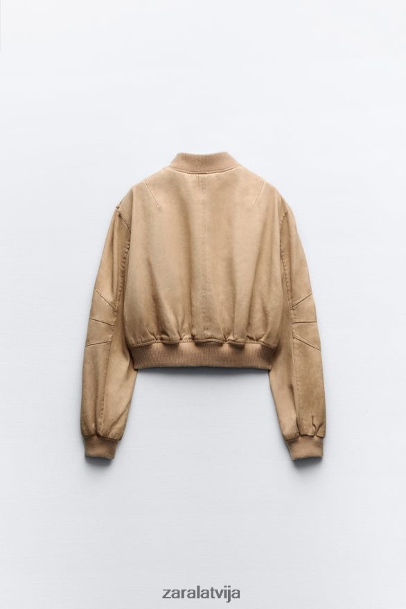 mazgāta efekta bomberjaka sievietes Zara taupīgi brūns 6ZTV4012 apģērbs
