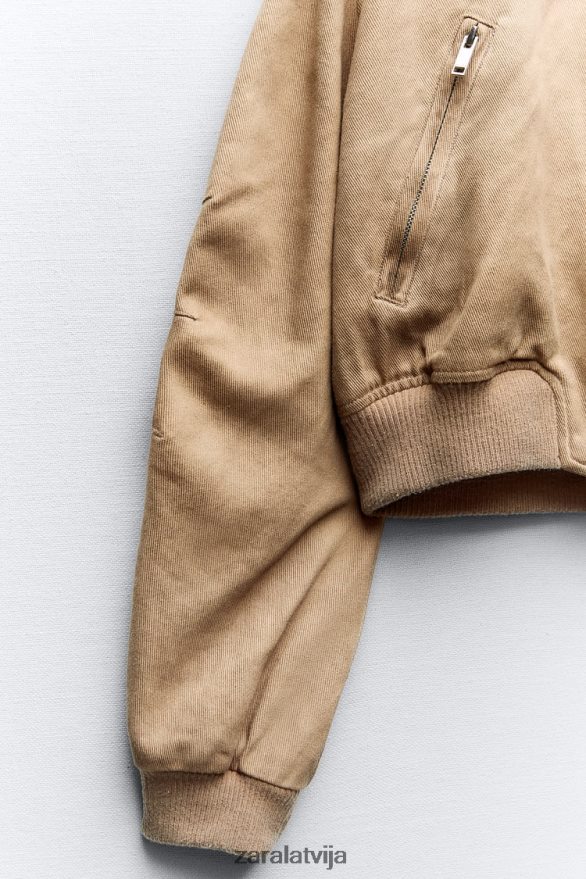 mazgāta efekta bomberjaka sievietes Zara taupīgi brūns 6ZTV4012 apģērbs