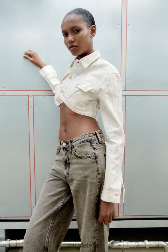 metāliska crop jaka sievietes Zara Sudrabs 6ZTV40120 apģērbs