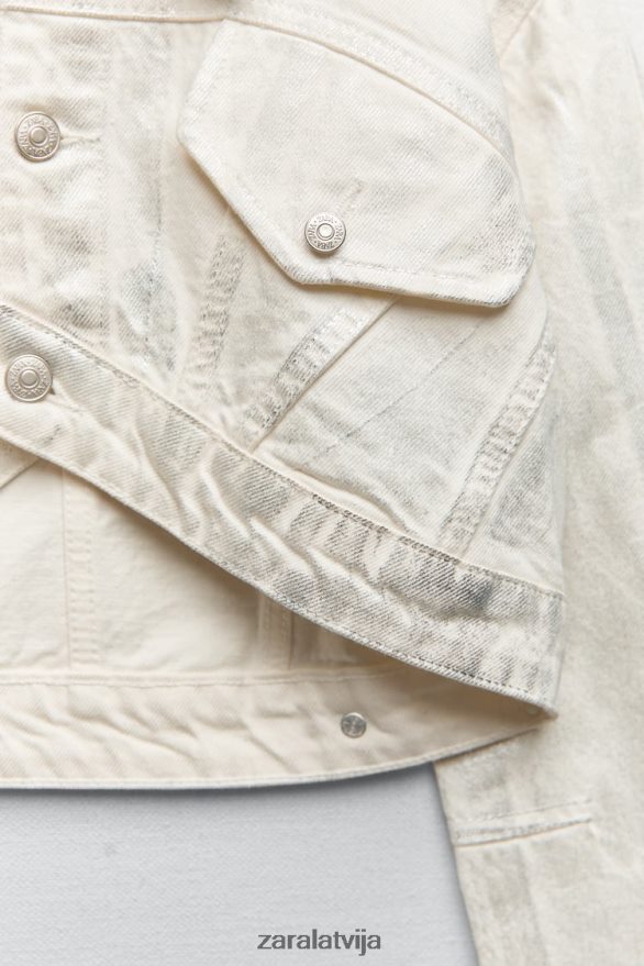 metāliska crop jaka sievietes Zara Sudrabs 6ZTV40120 apģērbs