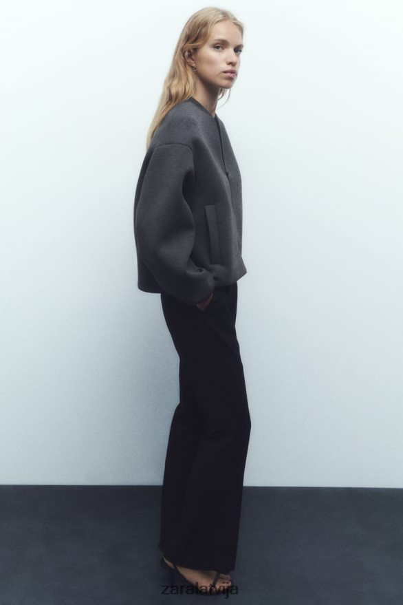 neoprēna efekta bomberjaka sievietes Zara tumši pelēks 6ZTV4049 apģērbs