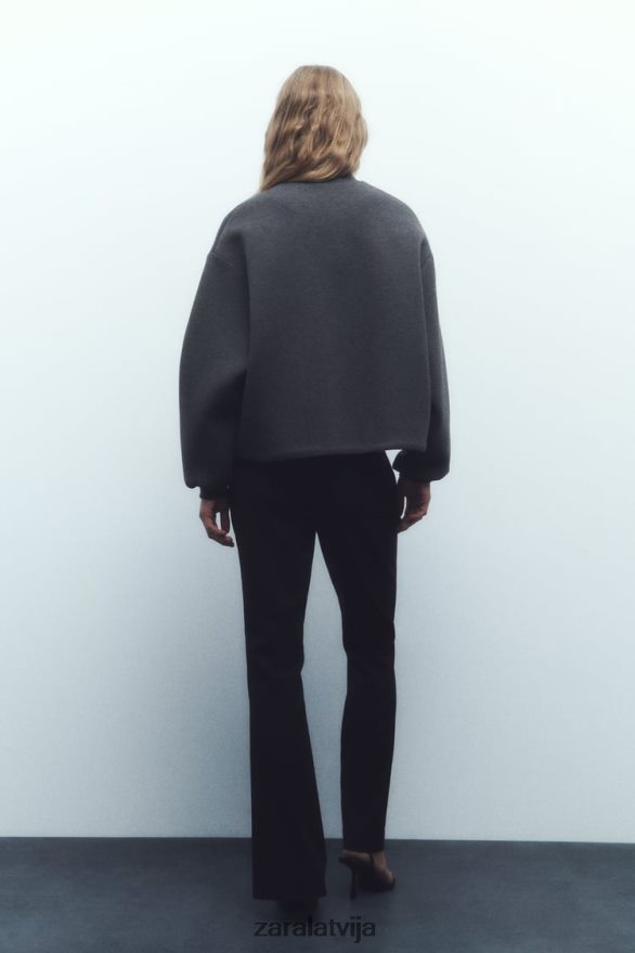 neoprēna efekta bomberjaka sievietes Zara tumši pelēks 6ZTV4049 apģērbs