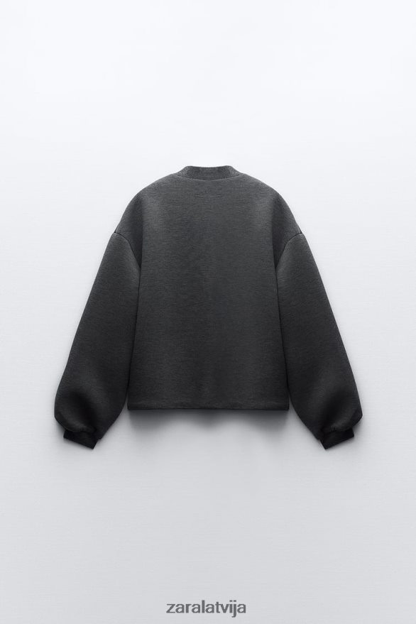 neoprēna efekta bomberjaka sievietes Zara tumši pelēks 6ZTV4049 apģērbs