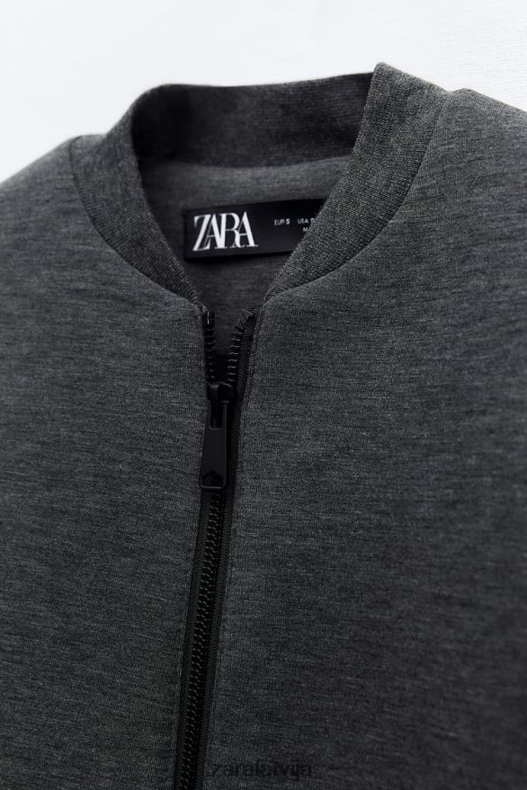 neoprēna efekta bomberjaka sievietes Zara tumši pelēks 6ZTV4049 apģērbs
