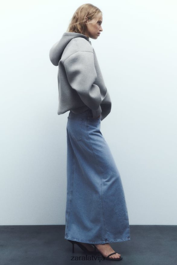 neoprēna efekta jaka sievietes Zara pelēks 6ZTV4023 apģērbs