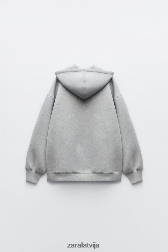 neoprēna efekta jaka sievietes Zara pelēks 6ZTV4023 apģērbs