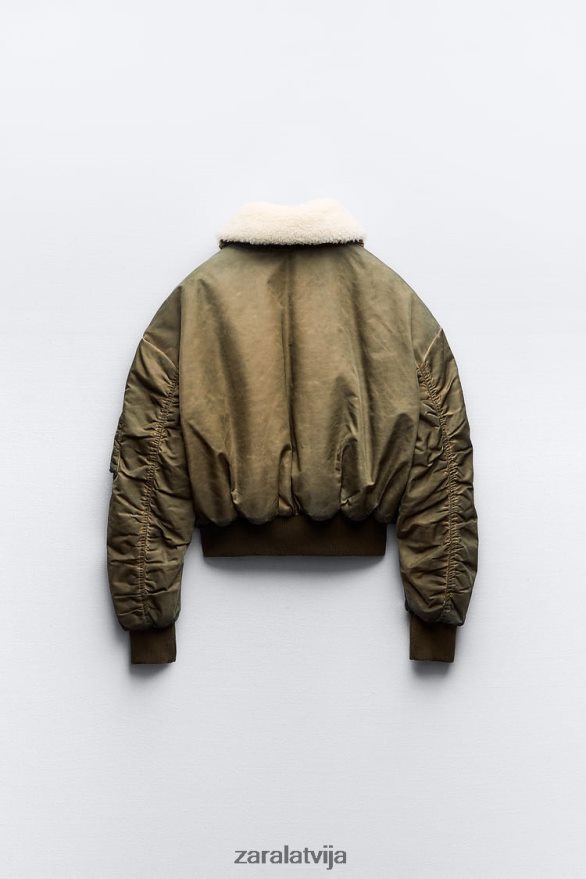 nomocīta efekta neilona bumbvedējs sievietes Zara haki 6ZTV409 apģērbs