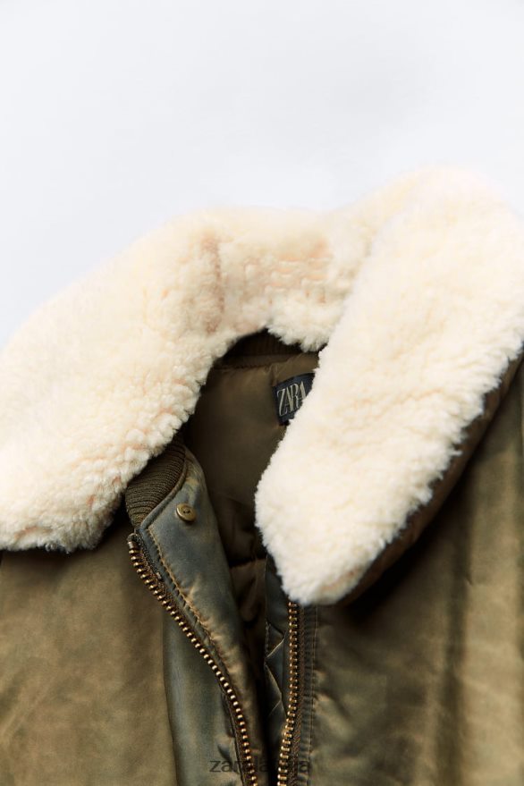 nomocīta efekta neilona bumbvedējs sievietes Zara haki 6ZTV409 apģērbs