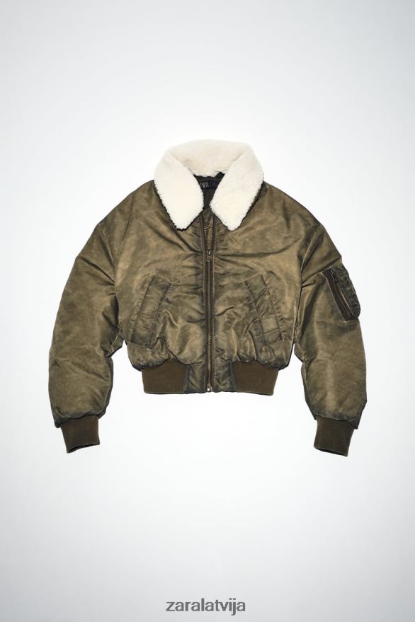 nomocīta efekta neilona bumbvedējs sievietes Zara haki 6ZTV409 apģērbs