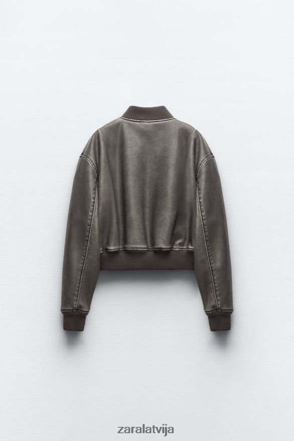 nomocīta mākslīgās ādas bomberjaka sievietes Zara melns 6ZTV4034 apģērbs