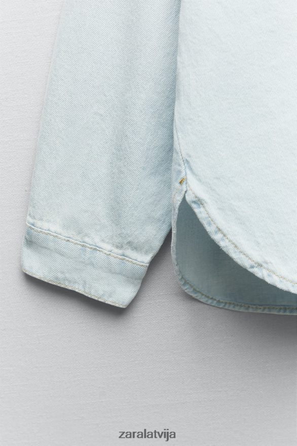 plākstera kabata z1975 džinsa virskrekls sievietes Zara gaiši zils 6ZTV40121 apģērbs