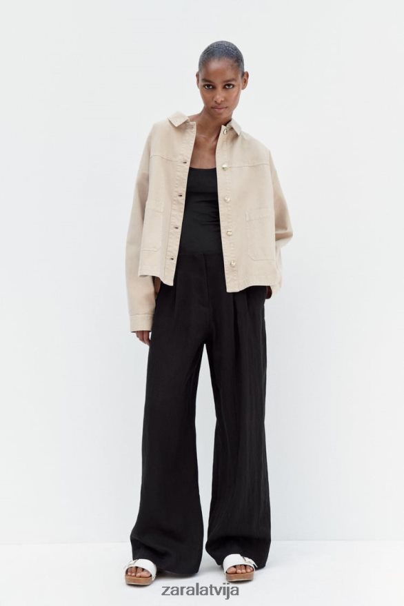 plākstera kabatas jaka sievietes Zara smiltis 6ZTV4067 apģērbs