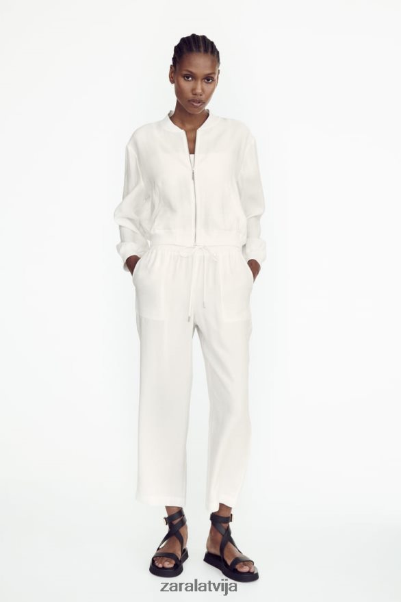 plūstoša bomber jaka sievietes Zara austeru balts 6ZTV40130 apģērbs