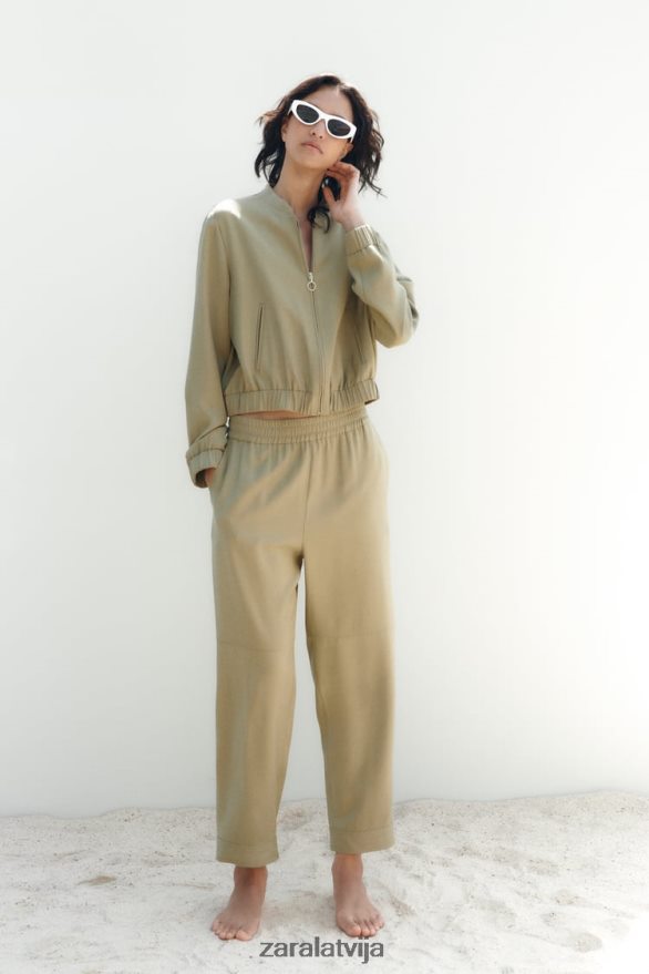 plūstoša bomber jaka sievietes Zara haki 6ZTV40106 apģērbs