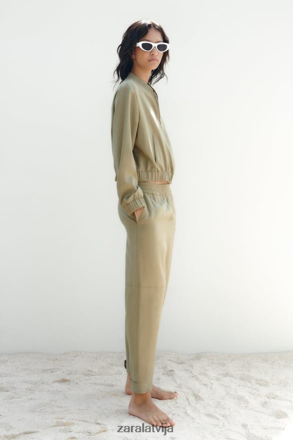 plūstoša bomber jaka sievietes Zara haki 6ZTV40106 apģērbs