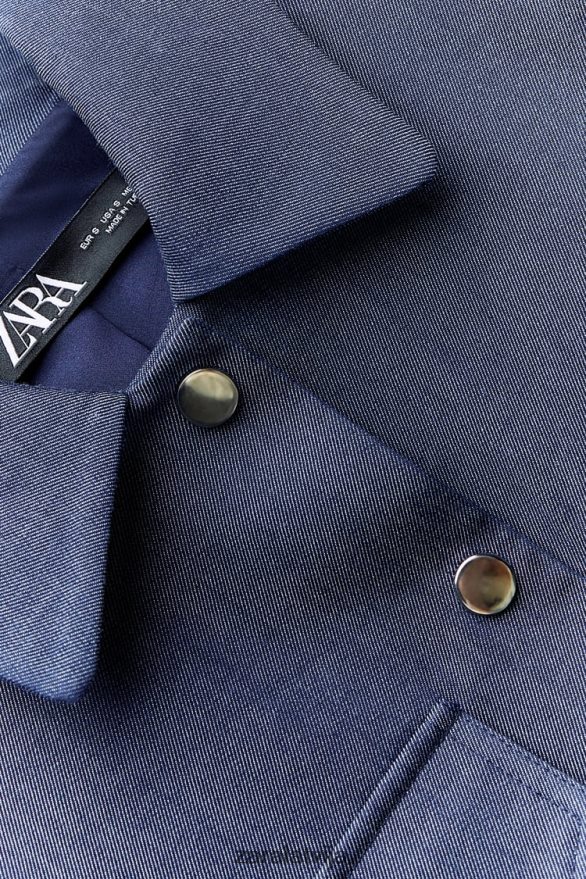 plecu spilventiņu apgriezta jaka sievietes Zara indigo 6ZTV407 apģērbs