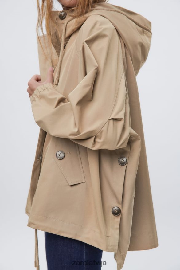 pogājama īsa parka sievietes Zara brūns/tape 6ZTV4079 apģērbs