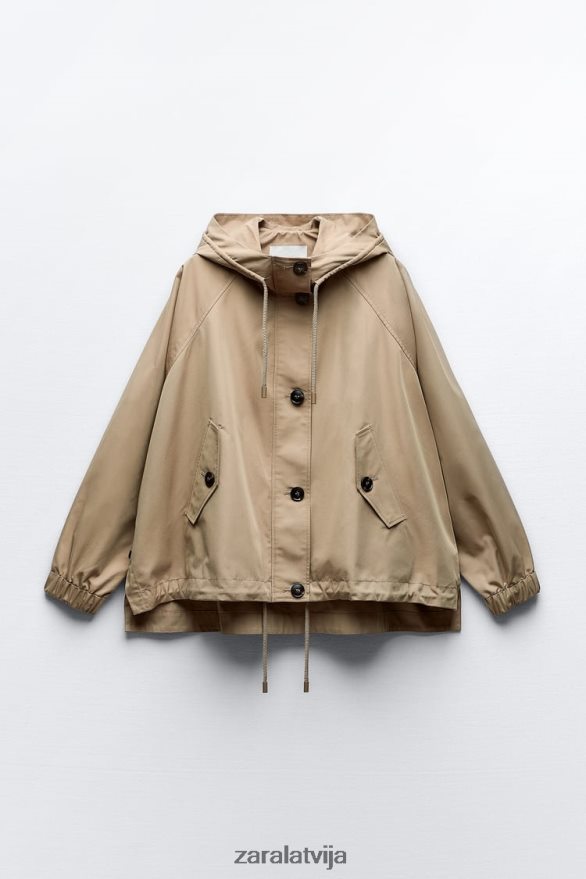 pogājama īsa parka sievietes Zara brūns/tape 6ZTV4079 apģērbs