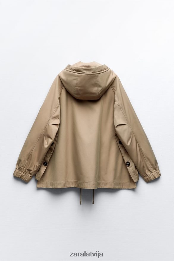 pogājama īsa parka sievietes Zara brūns/tape 6ZTV4079 apģērbs