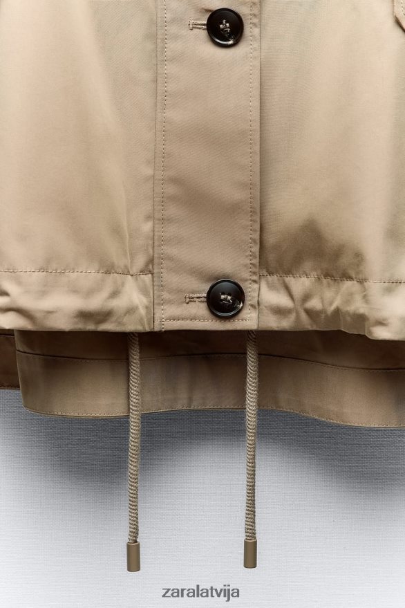 pogājama īsa parka sievietes Zara brūns/tape 6ZTV4079 apģērbs