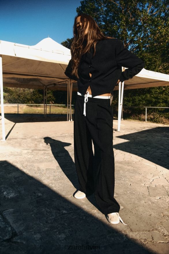 ribu apkakle saīsināta bomberjaka sievietes Zara melns 6ZTV401 apģērbs