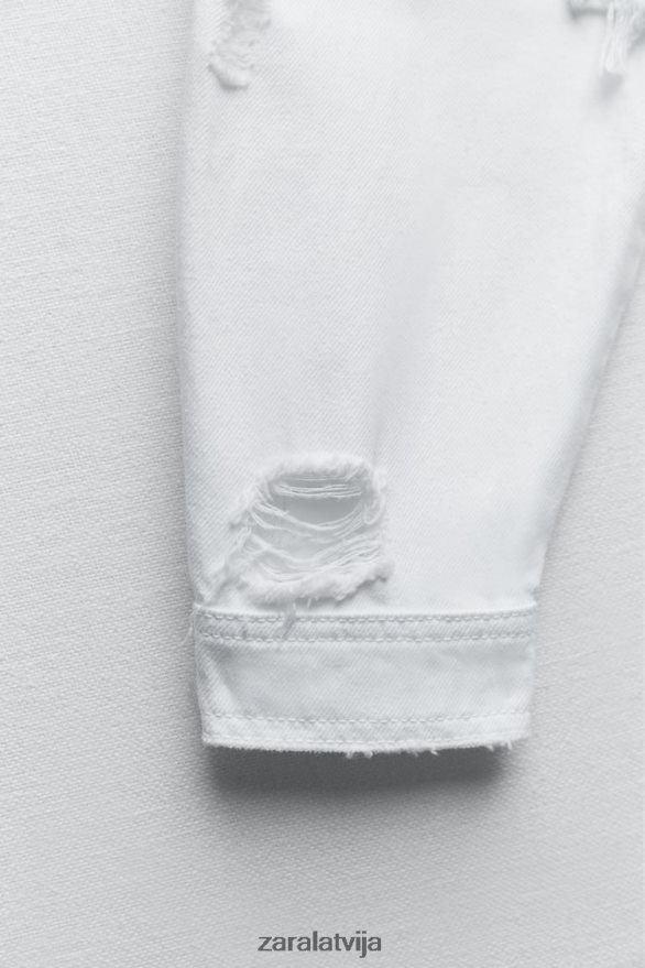saplēsta z1975 džinsa jaka sievietes Zara balts 6ZTV40103 apģērbs