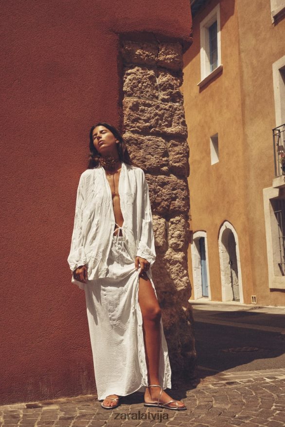 sasiets krunkains kimono sievietes Zara balts 6ZTV4085 apģērbs