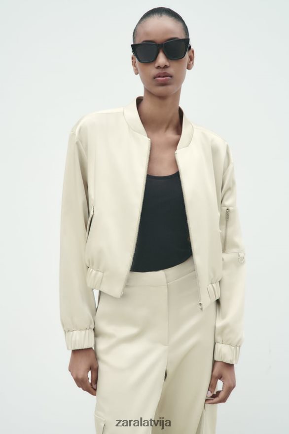 satīna efekta bomberjaka sievietes Zara mīksts zelts 6ZTV4060 apģērbs