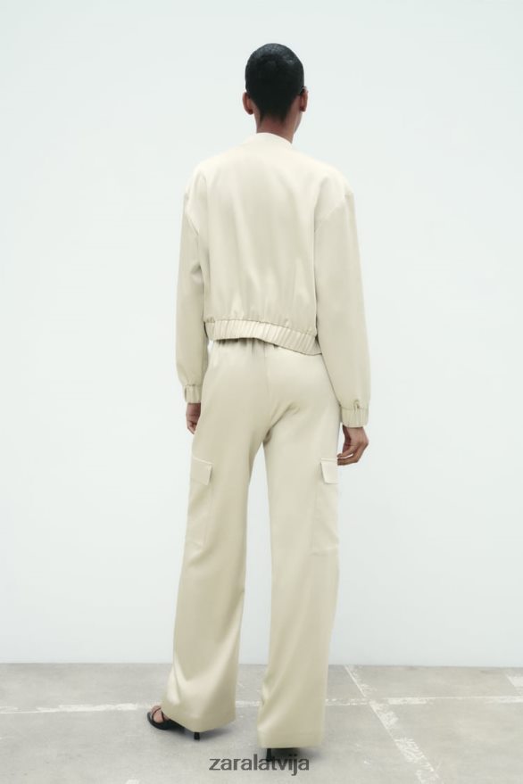 satīna efekta bomberjaka sievietes Zara mīksts zelts 6ZTV4060 apģērbs