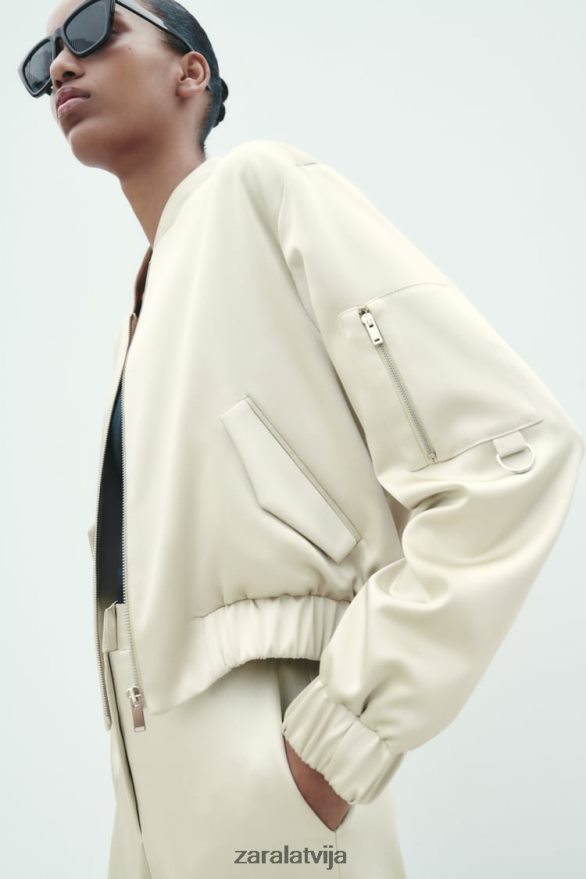 satīna efekta bomberjaka sievietes Zara mīksts zelts 6ZTV4060 apģērbs