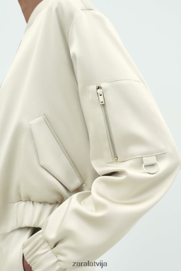 satīna efekta bomberjaka sievietes Zara mīksts zelts 6ZTV4060 apģērbs