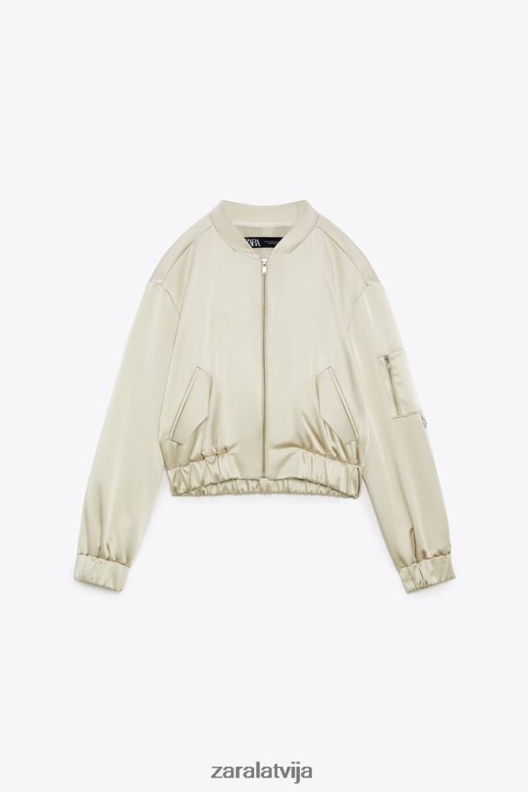 satīna efekta bomberjaka sievietes Zara mīksts zelts 6ZTV4060 apģērbs