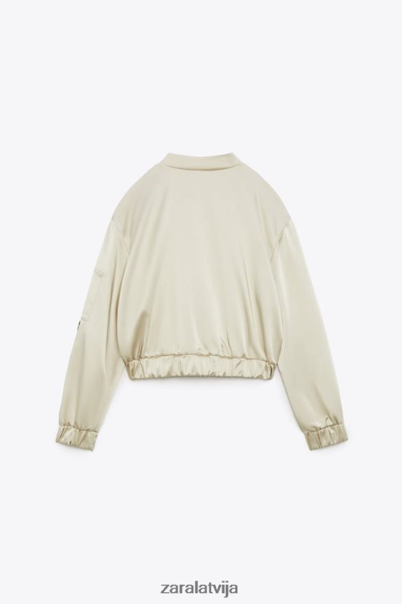 satīna efekta bomberjaka sievietes Zara mīksts zelts 6ZTV4060 apģērbs