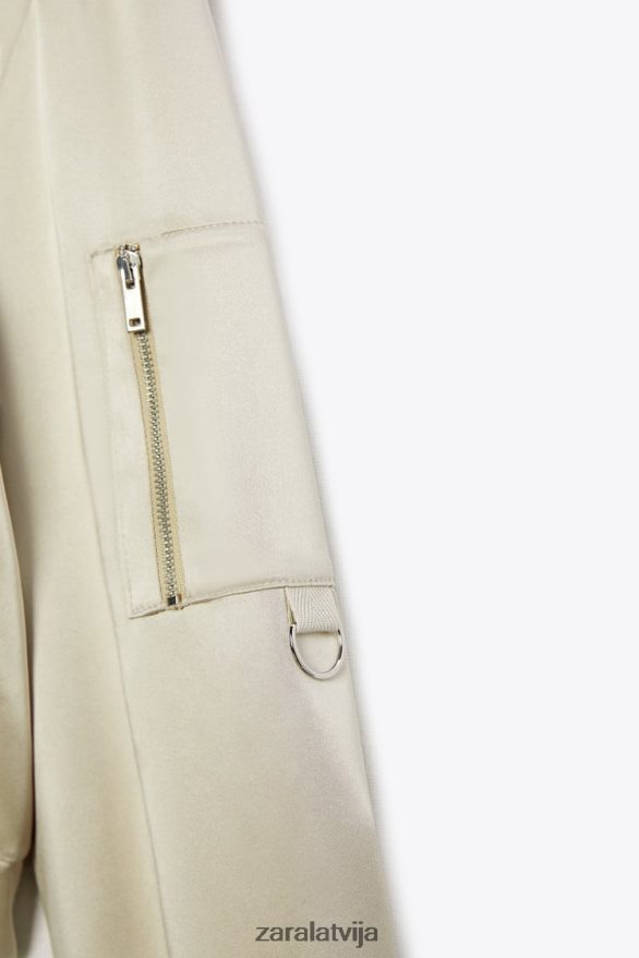 satīna efekta bomberjaka sievietes Zara mīksts zelts 6ZTV4060 apģērbs