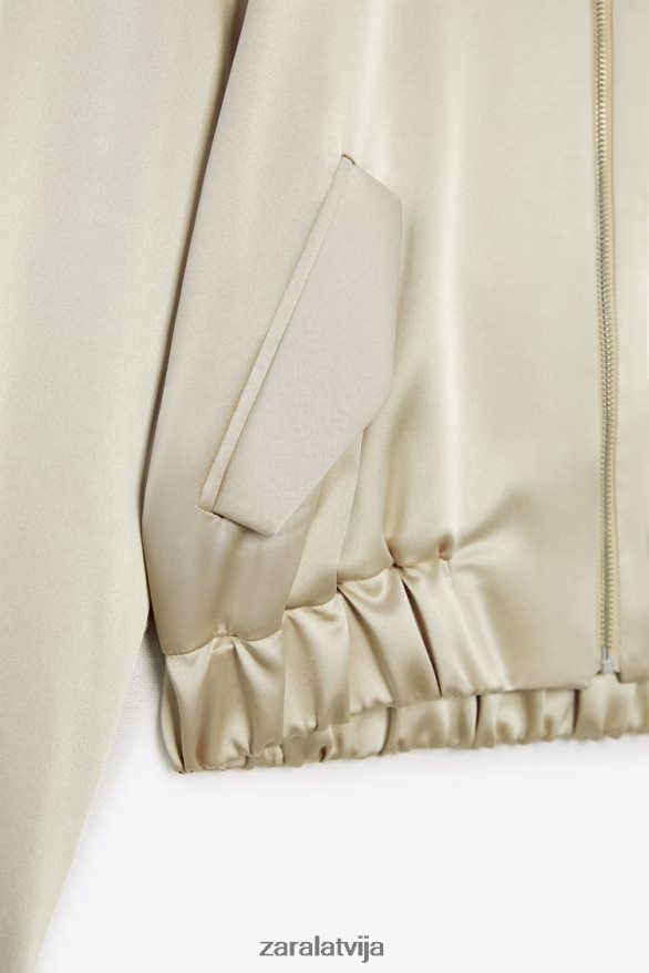 satīna efekta bomberjaka sievietes Zara mīksts zelts 6ZTV4060 apģērbs