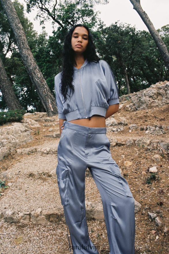 satīna efekta labības bumbvedējs sievietes Zara zils 6ZTV40122 apģērbs