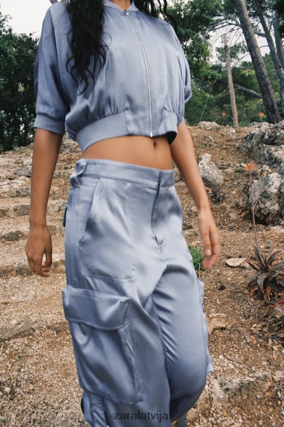 satīna efekta labības bumbvedējs sievietes Zara zils 6ZTV40122 apģērbs