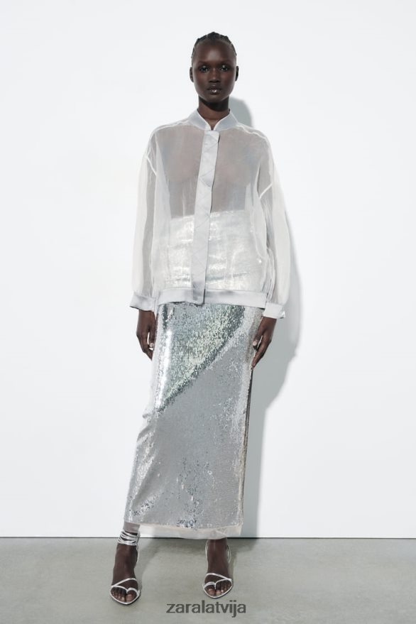 satīna efekta organzas bumbvedējs sievietes Zara vidus ekru 6ZTV40125 apģērbs