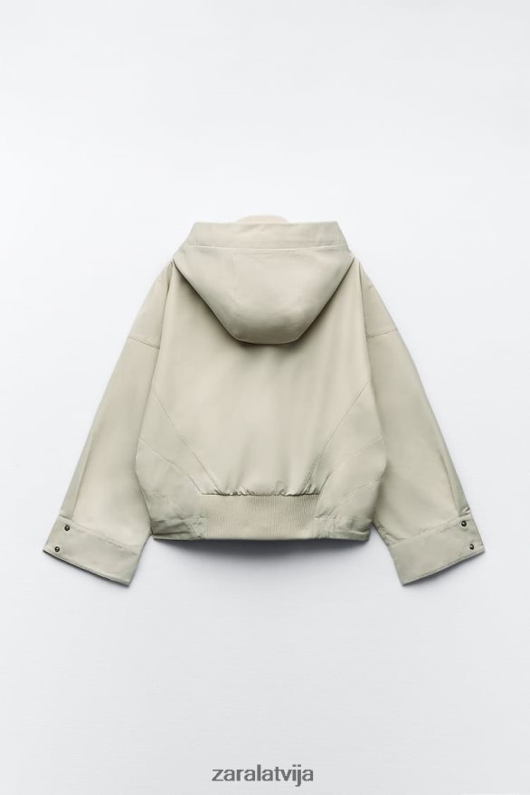 īss parks ar kapuci sievietes Zara ekru 6ZTV405 apģērbs