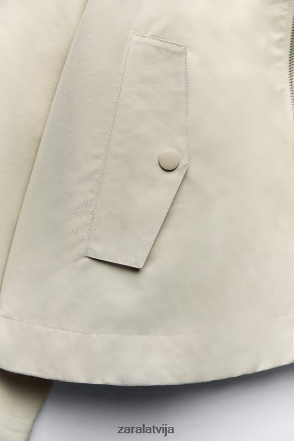 īss parks ar kapuci sievietes Zara ekru 6ZTV405 apģērbs