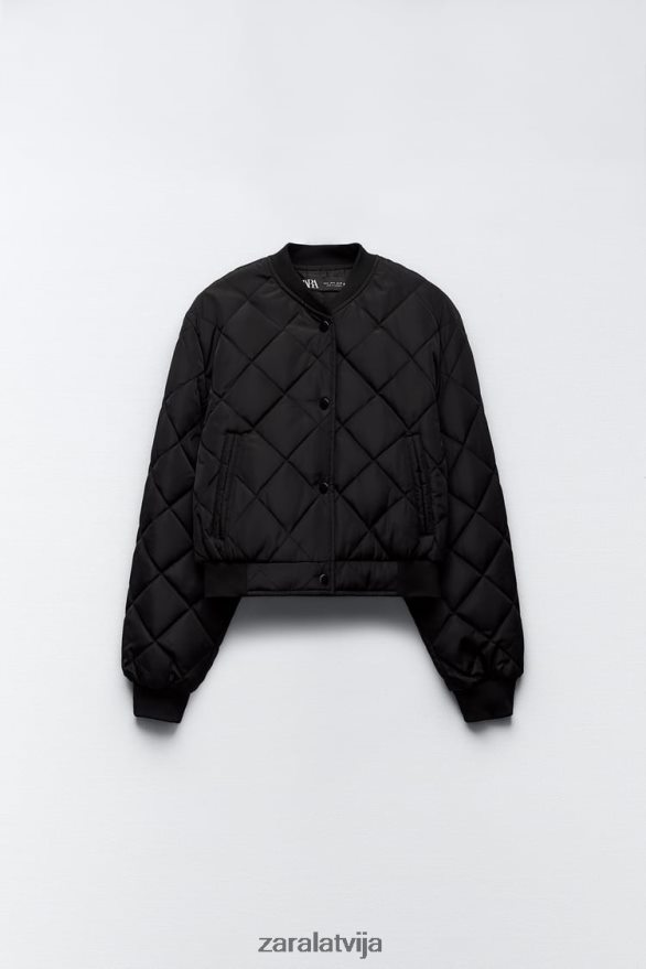 stepēta apgriezta bomberjaka sievietes Zara melns 6ZTV4046 apģērbs