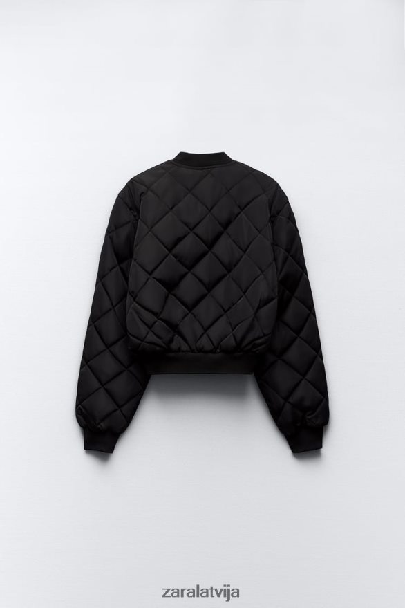 stepēta apgriezta bomberjaka sievietes Zara melns 6ZTV4046 apģērbs
