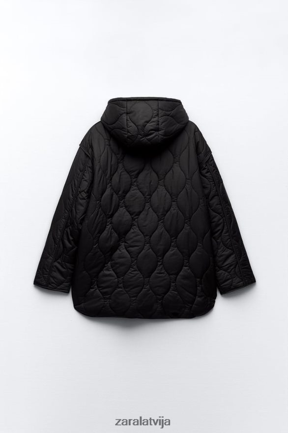 stepēta ūdeni atgrūdoša āķu jedu jaka sievietes Zara melns 6ZTV402 apģērbs