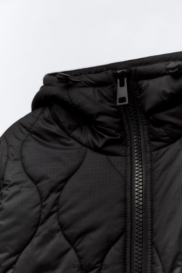 stepēta ūdeni atgrūdoša āķu jedu jaka sievietes Zara melns 6ZTV402 apģērbs