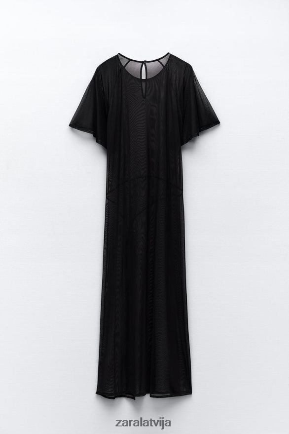 tilla kleita ar apmetņa piedurknēm sievietes Zara melns 6ZTV40118 apģērbs