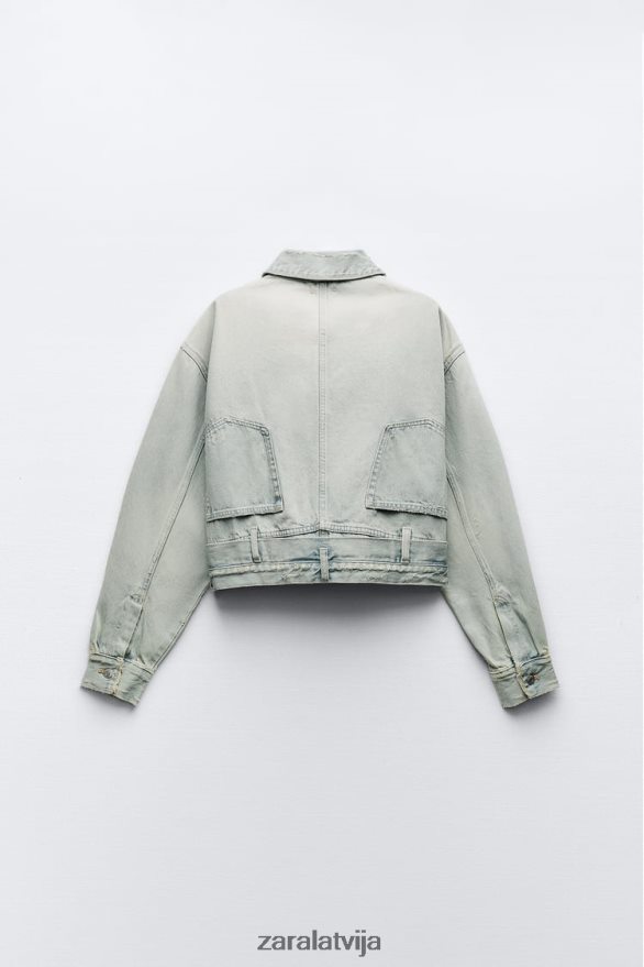 trf džinsa jaka ar bikšu stila vidukli sievietes Zara gaiši zils 6ZTV40114 apģērbs