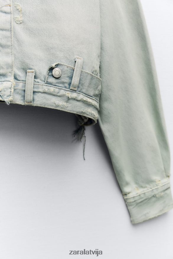 trf džinsa jaka ar bikšu stila vidukli sievietes Zara gaiši zils 6ZTV40114 apģērbs