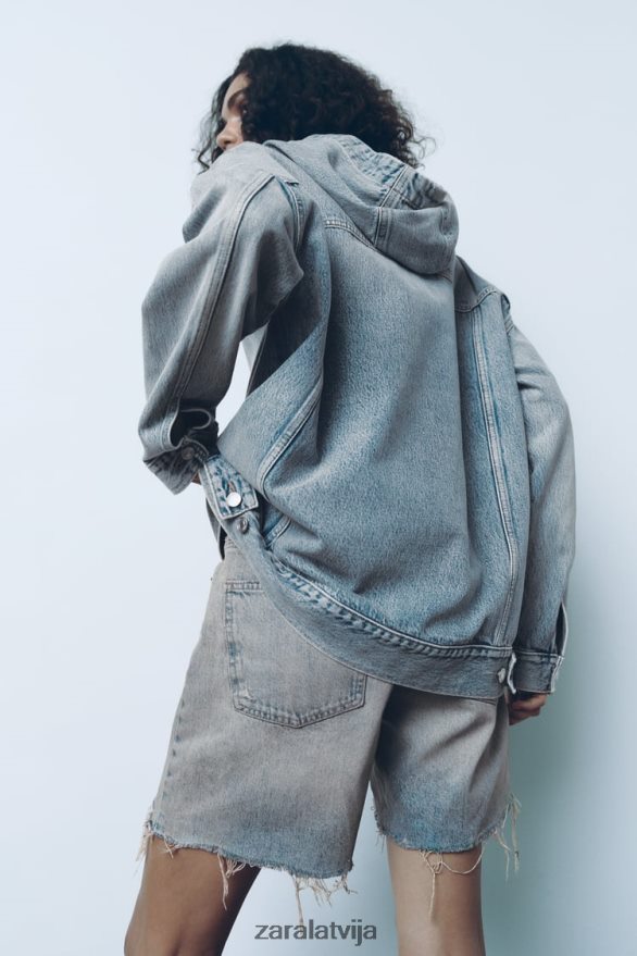 trf džinsa sporta krekls sievietes Zara zils 6ZTV4045 apģērbs